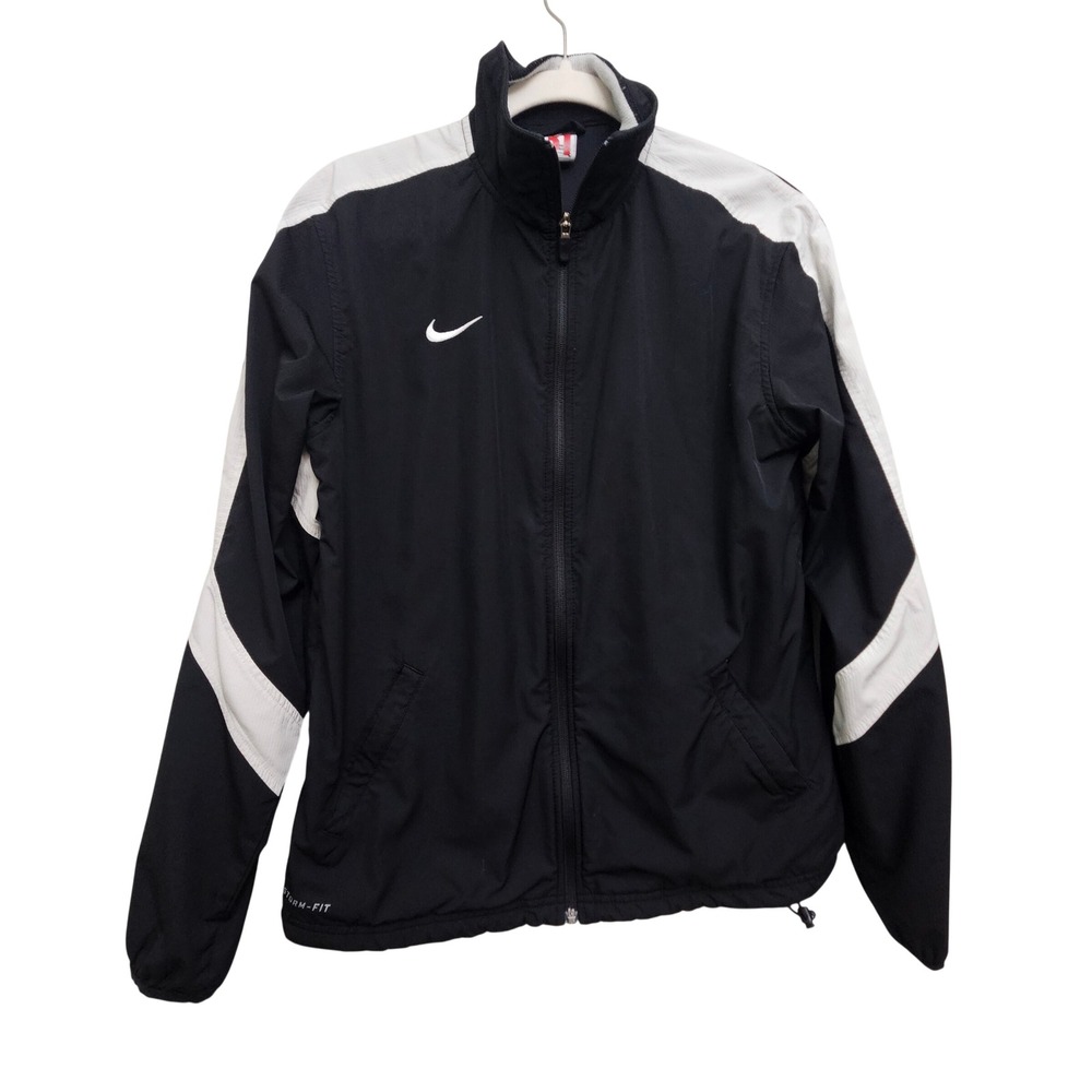 Nike Track Jacket Mens M Black White Storm-Fit Full Zip Sporty Windbreaker Coat